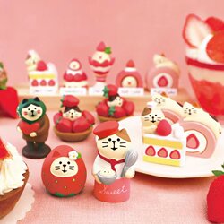 Zakka Japanese-Style Cute Cat Strawberry Cake Food Toy ins Girly Healing Desktop Resin Ornament Gift
