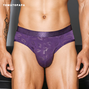 
TOMATOPAPA men's underwear ice silk cool soft thin comfortable sexy lip print purple underwear
