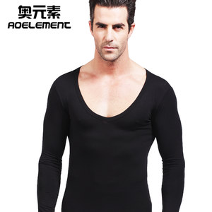 Men's low -neck collar V -neck Modal warm autumn clothing single bottom shirt cotton sweater thin jacket underwear