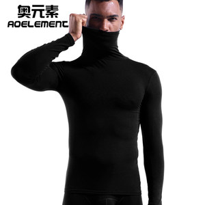 Modal Qiu Yi Men's Half -High -Hall -high Leading Hematology Bottom Bottom Shirt Single Single Single Perseverants Wear long -sleeved top clothes