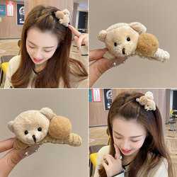 Cute Bear Fur Ball Hair Clip for Women, Winter Plush Hairpin, Top Clip, Side Bangs Clip, Hair Accessory, Small Hairpin