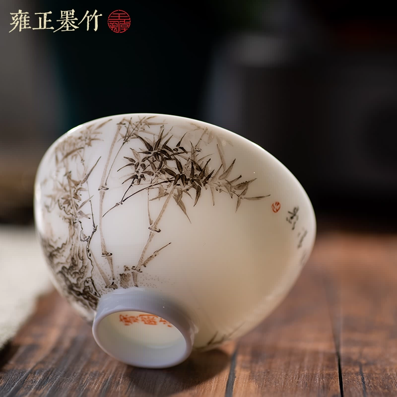 墨竹景德镇珐琅彩主人杯男款女士男士个人专用高档男陶瓷