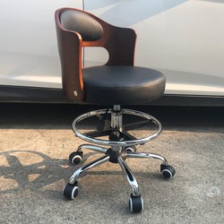 European-Style Bar Stool with Solid Wood Backrest, Adjustable Height, Cashier Bar Stool, Modern Minimalist Bar Chair, Home Swivel Chair