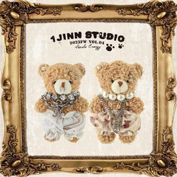1jinn Studio Cute Pearl Plush Doll Keychain Pendant Handmade Bear Bag Chain Pendant
