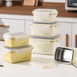 304 Stainless Steel Lunch Box, Food-Grade Fresh-Keeping Box, Microwaveable Lunch Box, ins Lunch Box for Office Workers and Students