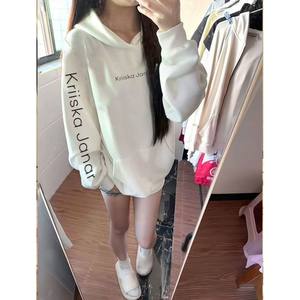 美式高街潮牌字母印花连帽卫衣秋冬新款加绒宽松百搭情侣帽衫上衣