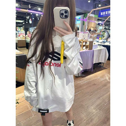 American-Style Heavyweight Long-Sleeve T-Shirt for Women, Spring and Autumn Thin Loose Design with Unique Print, Base Shirt for Students, Unisex Top