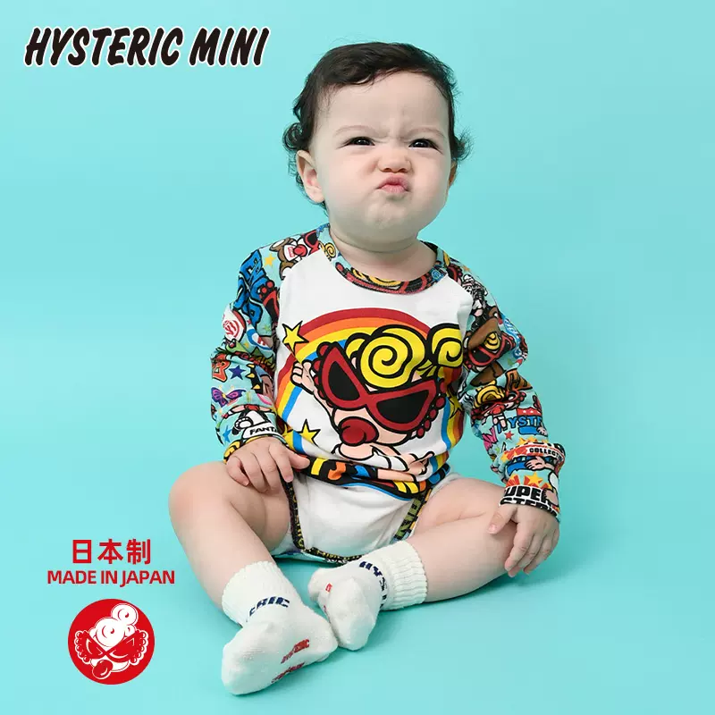 黑超奶嘴长袖两件爬服Hystericmini日本制婴儿包屁衣婴儿衣服新品-Taobao