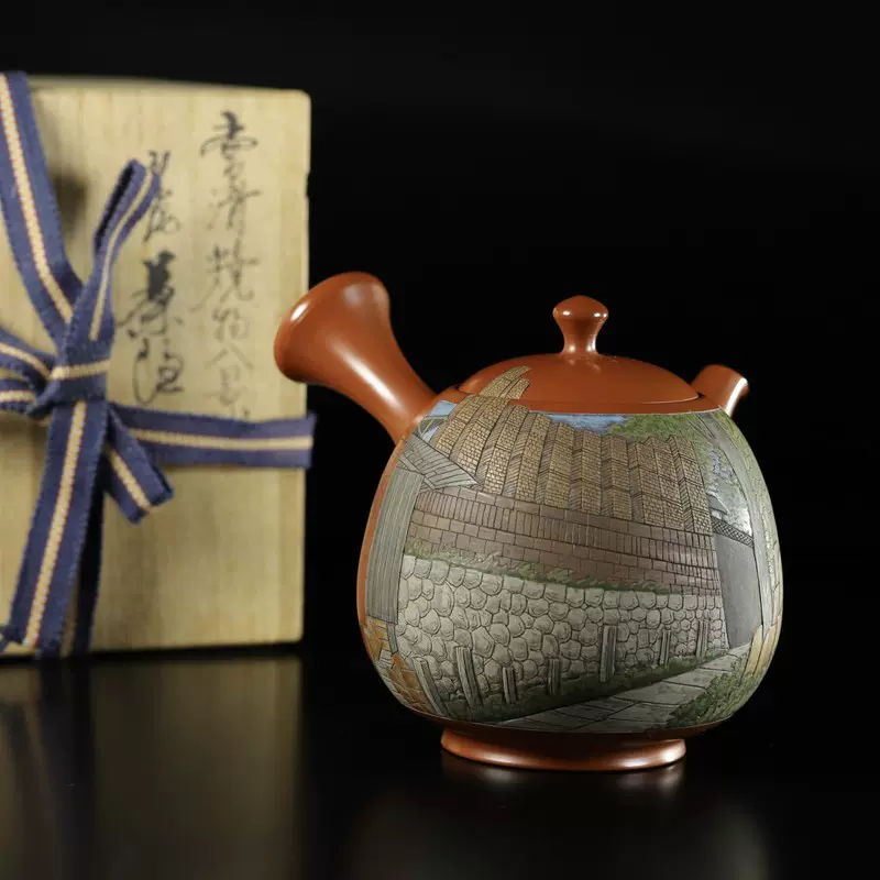 未使用品 吉川雪堂/吉川壺堂 合作 常滑焼 朱泥 急須 七福神 大黒天 共布/共箱付き お茶道具 管KNY09060JG 真作保証 ◇ 吉川雪堂・吉川壺堂 合作 ①常滑焼 朱泥