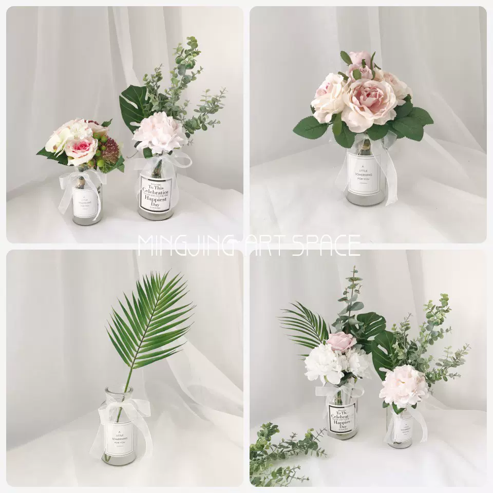 1件包邮北欧花束花瓶摆件套装家居酒店工作室客厅餐厅仿真