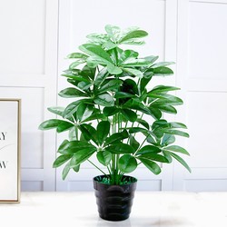 Money Tree Artificial Plant Potted Green Plant Plastic Fake Tree Living Room Floor-Standing Fake Bonsai Decoration Indoor Fake Anthurium Flower