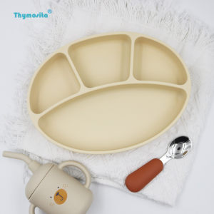 Baby suction cup-type complementary food partition plate, baby-specific platinum-grade silicone anti-fall tableware children's meal bowl
