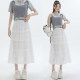 White lace spliced ​​hook cake skirt for women 2025 spring and summer new high-waisted A-line puffy skirt