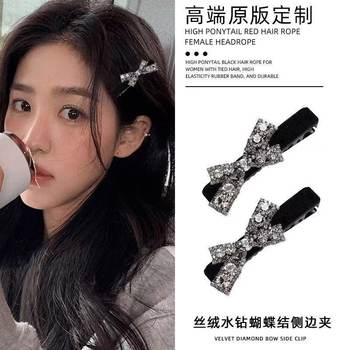 French temperament bangs clip retro back head clip with one-length clip hair clip bow hair clip headdress hair card side clip
