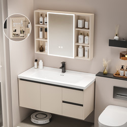 Thickened Honeycomb Space Aluminum Bathroom Cabinet Set with Double Drawer Washbasin Cabinet and Integrated Ceramic Basin