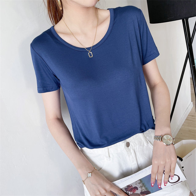 Modal Round Neck T Shirt For Women Summer Thin Short Sleeved Loose