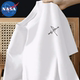 NASA joint brand 100% pure cotton white cartoon loose 2025 summer new solid color short-sleeved T-shirt for men and women
