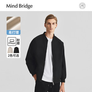 Mind Bridge Men's Loose Baseball Collar Jacket 2026 Spring Solid Color Baseball Uniform Casual Flight Jacket