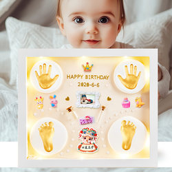 Full Moon Handprint and Footprint Baby Hand and Foot Print Commemorative Toy Personalized Product DIY Handmade Newborn