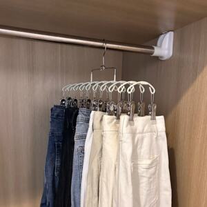 
Stainless steel multi-clip trouser clip hanger household non-slip multi-functional trouser rack bedroom wardrobe trouser storage rack