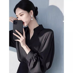 Outlet Clearance Sale, Unique and Beautiful Black Shirt for Women with a High-End Feel
