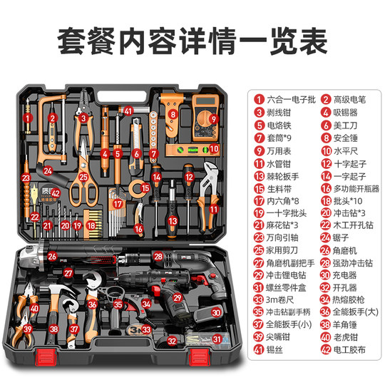 日本质造日常家用手工具套装大全五金电工维修多功万能工具箱全套