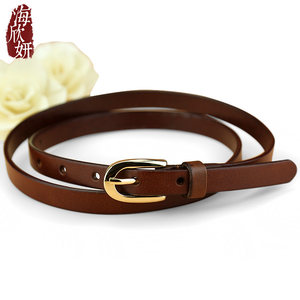 Belt female leather pure head layer cowhide leisure versatile retro pins with thin waist bands with skirt decorative simple pants belt