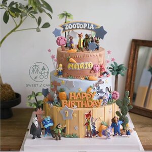 
Zootopia cake decoration cartoon Judy Rabbit Nick Fox Lightning Bull Lion children's birthday ornaments