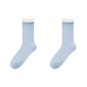 
Women's mid-calf summer thin MIU ballet style JK pile socks double-cuff gray loose mouth breathable cotton socks