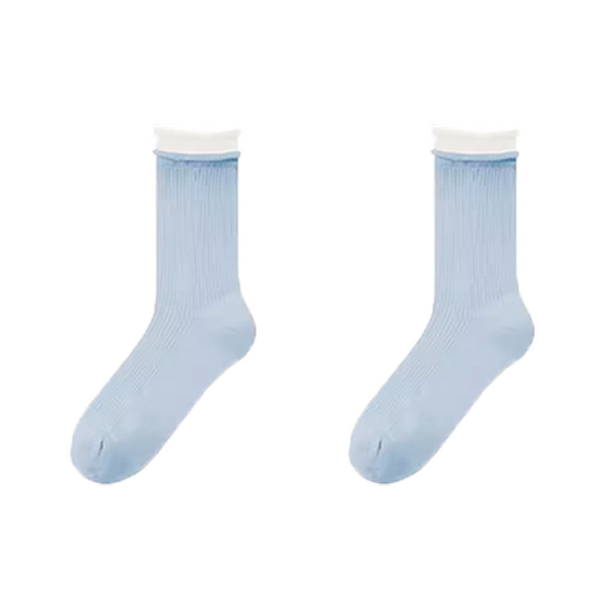 
Women's mid-calf summer thin MIU ballet style JK pile socks double-cuff gray loose mouth breathable cotton socks