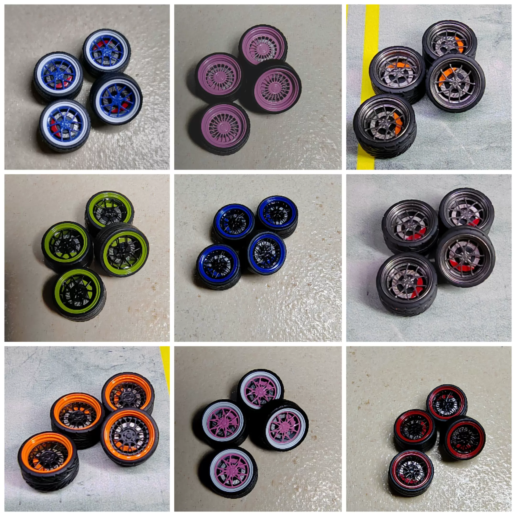 1/64德芙輪轂(A系小拋邊紅色卡鉗)改裝合金車金屬輪轂橡膠輪胎