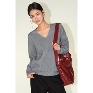 
NEVA HU afternoon tea tune loose lazy style v-neck sweater women's temperament casual high-end sweater top