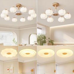 Cream-Style Living Room Lamp, Natural Wood Style, Modern Minimalist Hall Main Light, Dining Room Lamp, Bedroom Cotton Chandelier, Zhongshan Lighting Fixtures