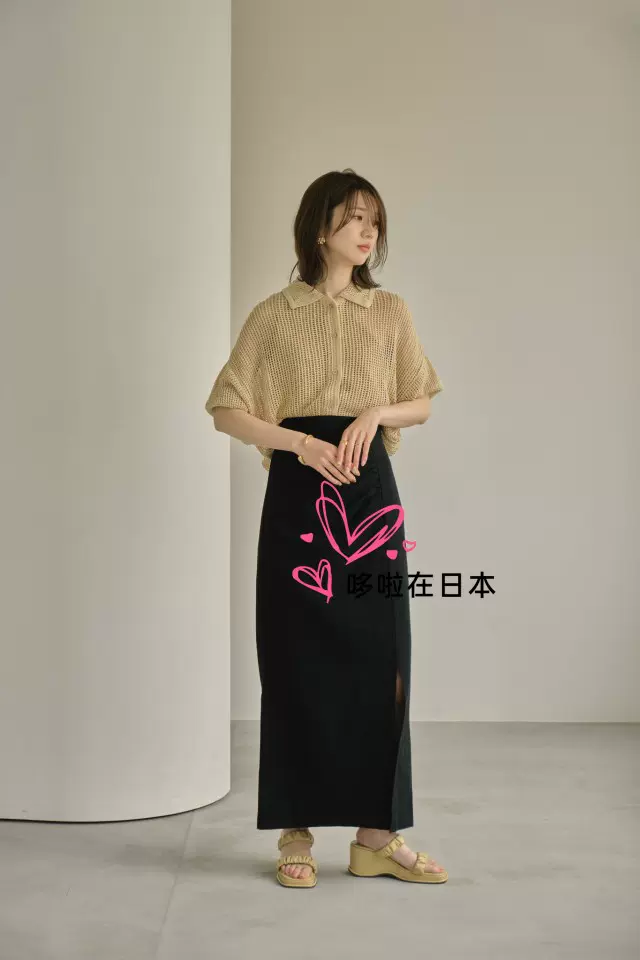 日本代购拼邮包税eaphi 网状针织上衣big collar ami knit-Taobao