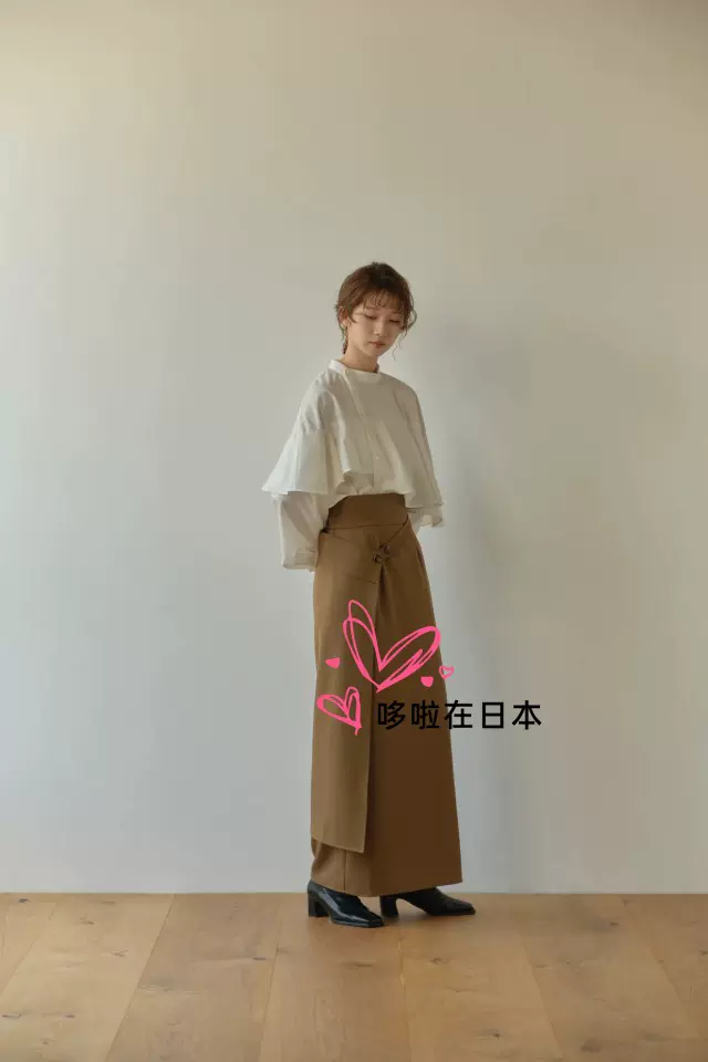 折日本代购拼邮eaphi展会限定衬衫big ruffle asymmetry blouse-Taobao