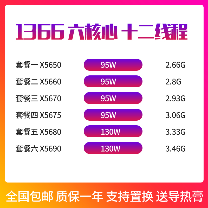  X5650 X5660 X5670 X5675 X5680 X5690 CPU 1366 -