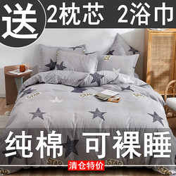 Class a 100% Pure Cotton Four-Piece Set, Thickened Quilt Cover, New Style Bedding, Quilt Cover, Dormitory Bed Three-Piece Set 4