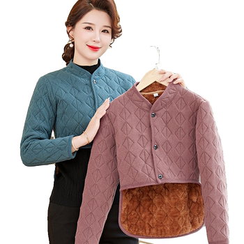 2023 middle-aged and elderly women's velvet thickened back vest