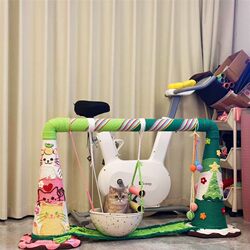 DIY Christmas Cat Climbing Frame, Atmospheric Cat Scratching Board, Obstacle Transformation, Hanging Hammock Cat Bed, Homemade Ice Cream Cone Cat Toy