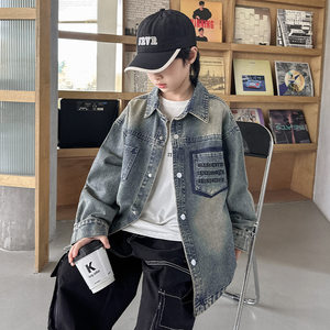 
German boys denim jacket new handsome children's season shirt children's clothing big boy shirt