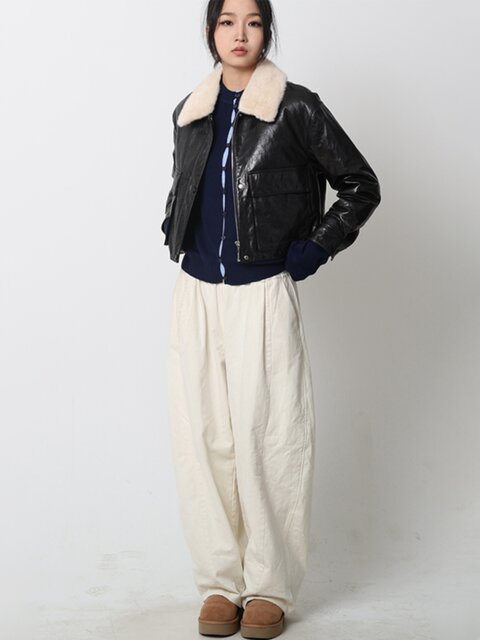 European retro launch cotton pyramid water mink wool leather jacket 2024 Winter short white goose velvet down jacket female
