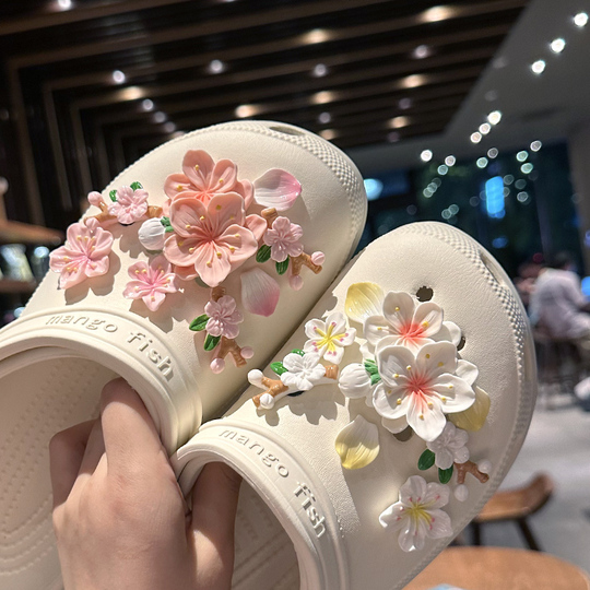 桃の花クロックスシューズバックル - 桜の花びらシューズアクセサリー