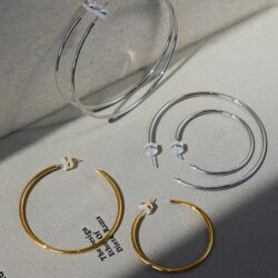 S925 Silver Needle Minimalist Cool Style Metal Glossy Plain Large Hoop Trendy Personality Hoop Earrings for Women