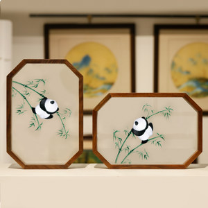 
Su Embroidery Panda Ornaments Embroidery Materials Package Fan Self-Embroidery Beginner Full Set Handmade DIY Kit Shu Embroidery Gift
