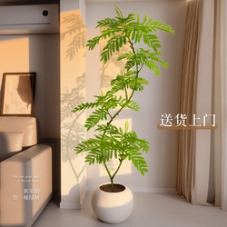 Artificial Green Plant Jacaranda Large Potted Plant for Living Room Indoor Balcony High-End Light Luxury Fake Tree Decoration Ornament