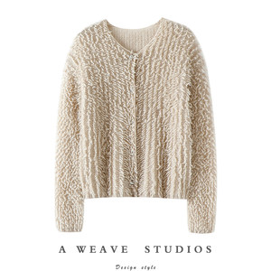 
So comfortable! Bright silk tassel 100% pure cashmere cardigan for women pure cashmere sweater knitted cardigan jacket