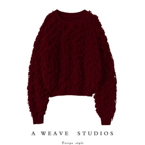 
Qichao's luxury appears! Thickened cashmere sweater 100 pure cashmere women's round neck sweater knitted sweater lazy style autumn and winter