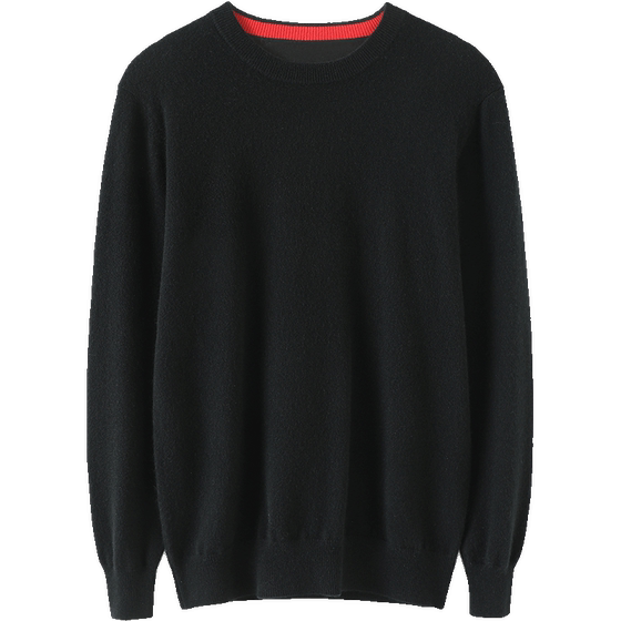 The foundation is easy to wear! Men's round neck cashmere sweater, cashmere sweater knitting bottom shirt loose men's casual