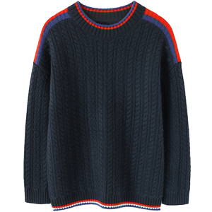 
High-quality goods to support the scene! Men's thickened cashmere sweater, round neck, color-blocked pure cashmere sweater, pullover knitted sweater, loose winter
