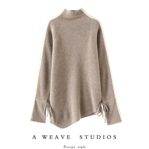 
The style is beautiful and dizzy! Thickened cashmere sweater for women pure cashmere sweater for women with high collar loose asymmetrical design in winter